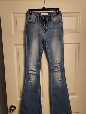 KanCan Light Blue Distressed Flare Jeans